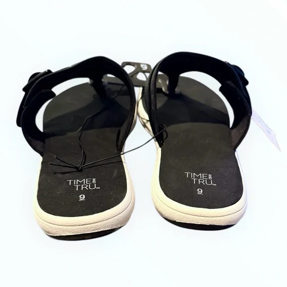 NWT Time and Tru Women's Comfort Casual Summer Flip Flop Black Sandals Size 9 - Picture 5 of 7
